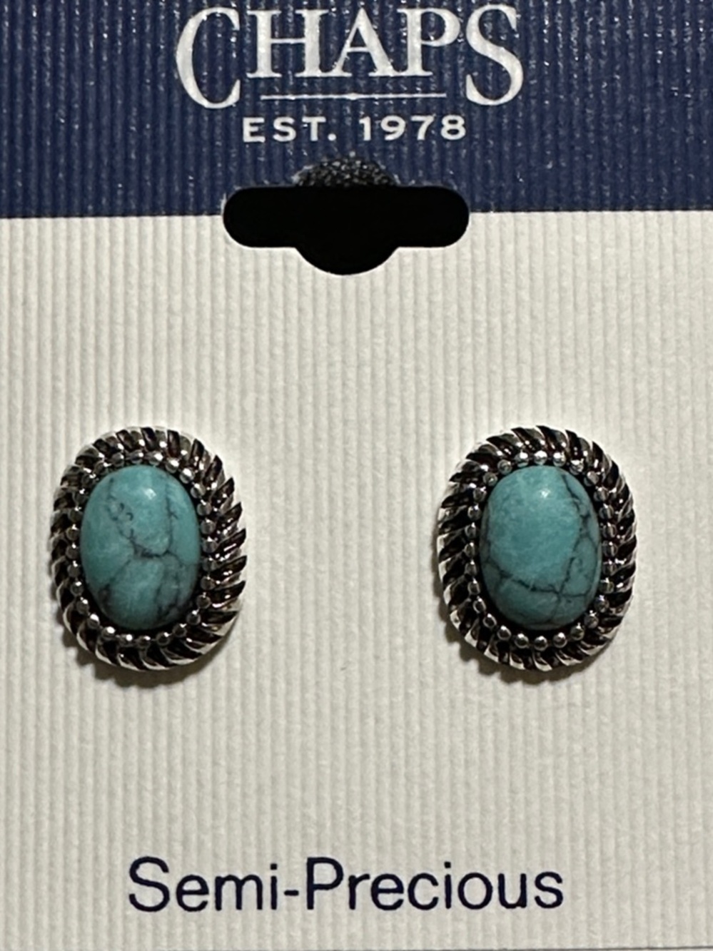 Chaps Semi-Precious Stone Silver Tone Post Back Earrings